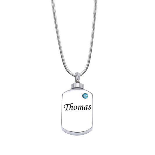 Birthstone Dog Tag Memorial Necklace