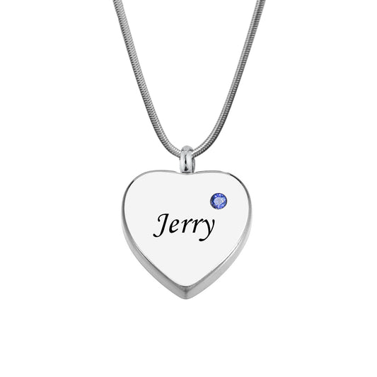 Birthstone Heart Memorial Necklace