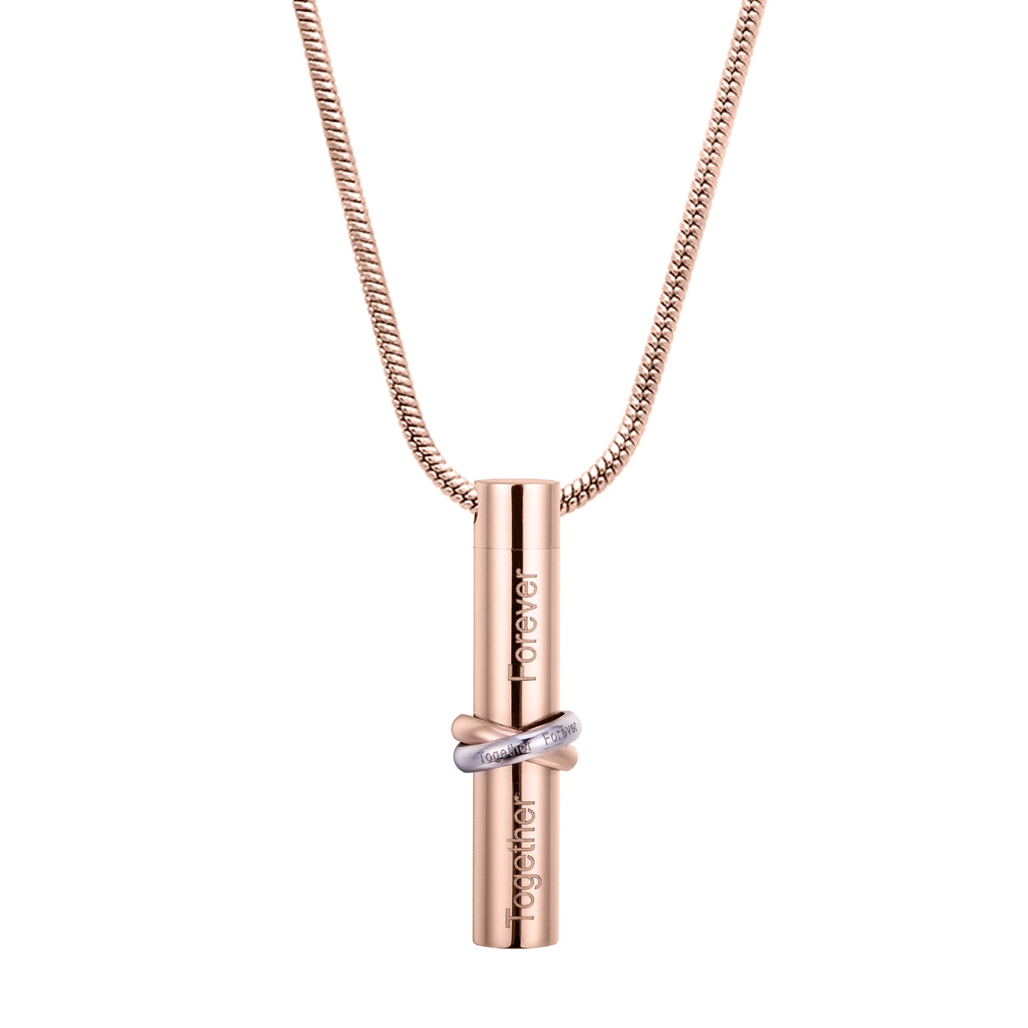 Together Forever Cylinder Memorial Necklace