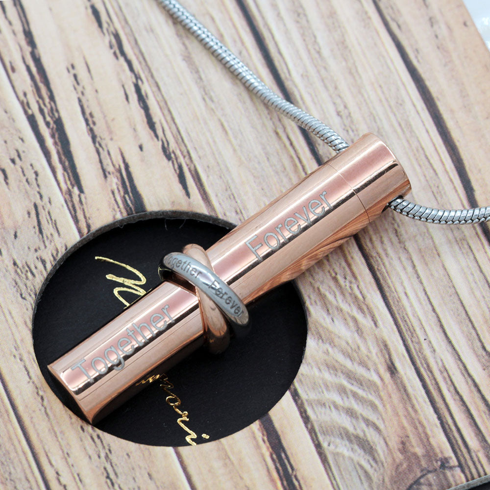 Together Forever Cylinder Memorial Necklace