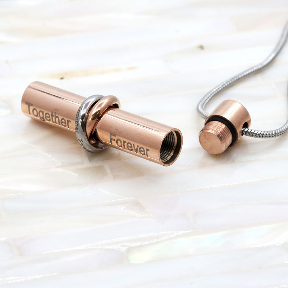 Together Forever Cylinder Memorial Necklace