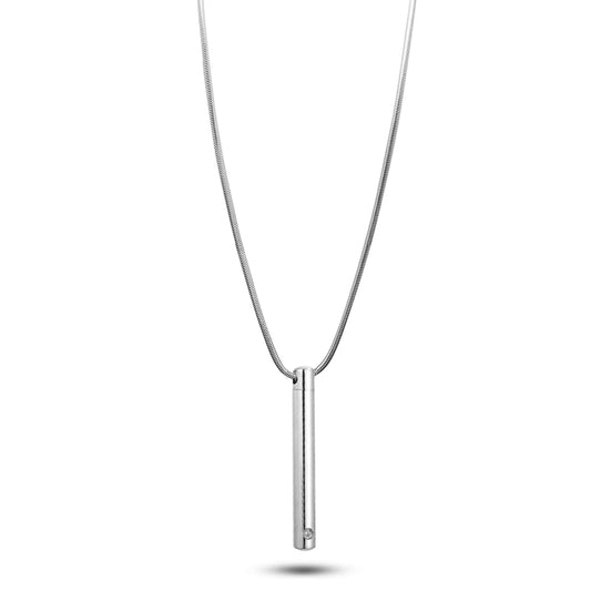 Long Slim Cylinder with Crystal Memorial Necklace