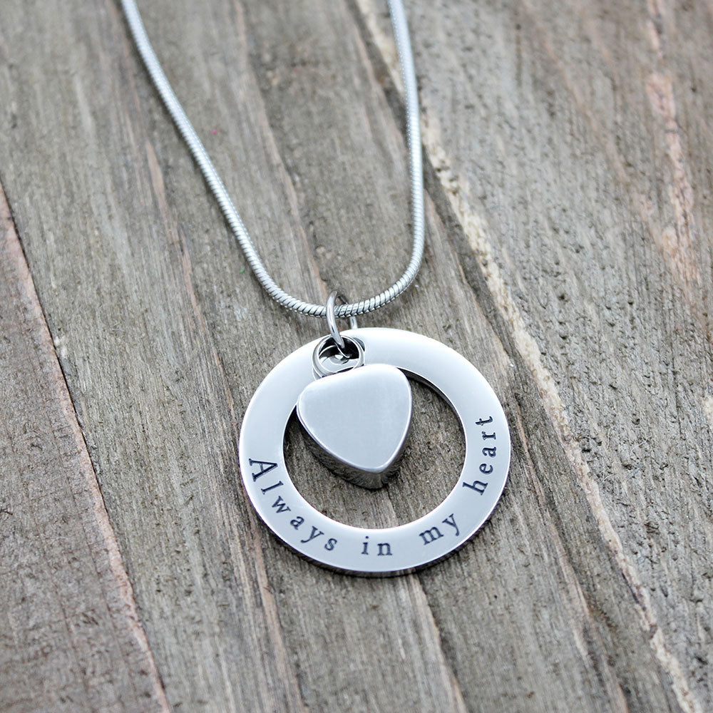 Always in my Heart Washer Memorial Necklace