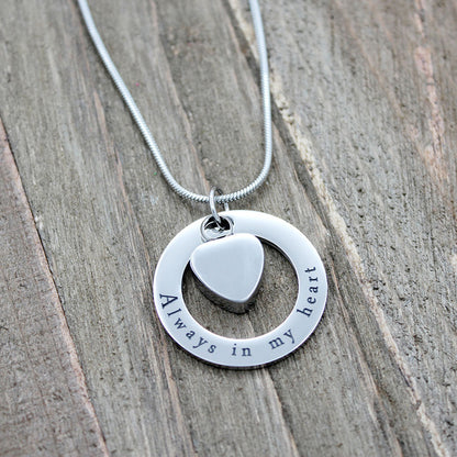 Always in my Heart Washer Memorial Necklace