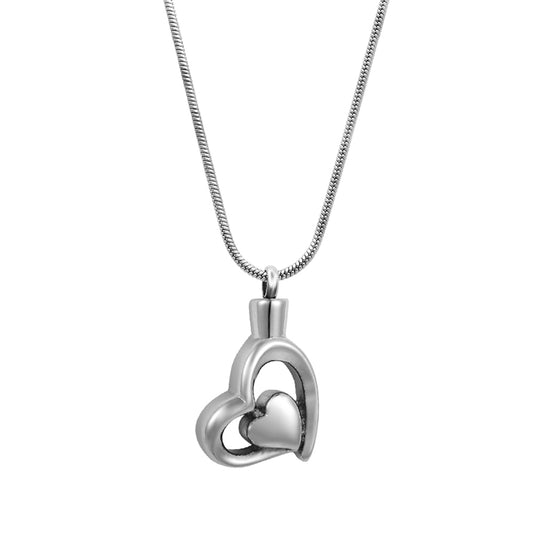 Double Heart Memorial Necklace