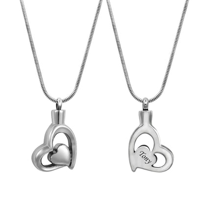 Double Heart Memorial Necklace