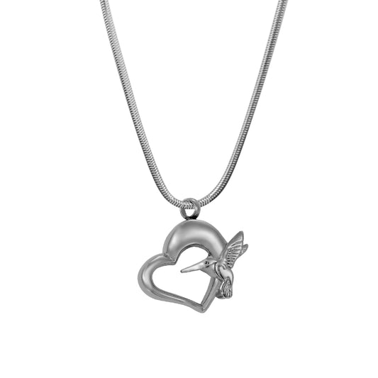 Hummingbird Heart Memorial Necklace