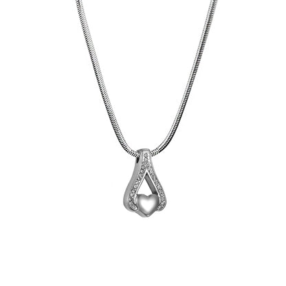 Crystal Teardrop Heart Memorial Necklace