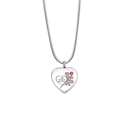 Always in my Heart Birthstone Heart Memorial Necklace