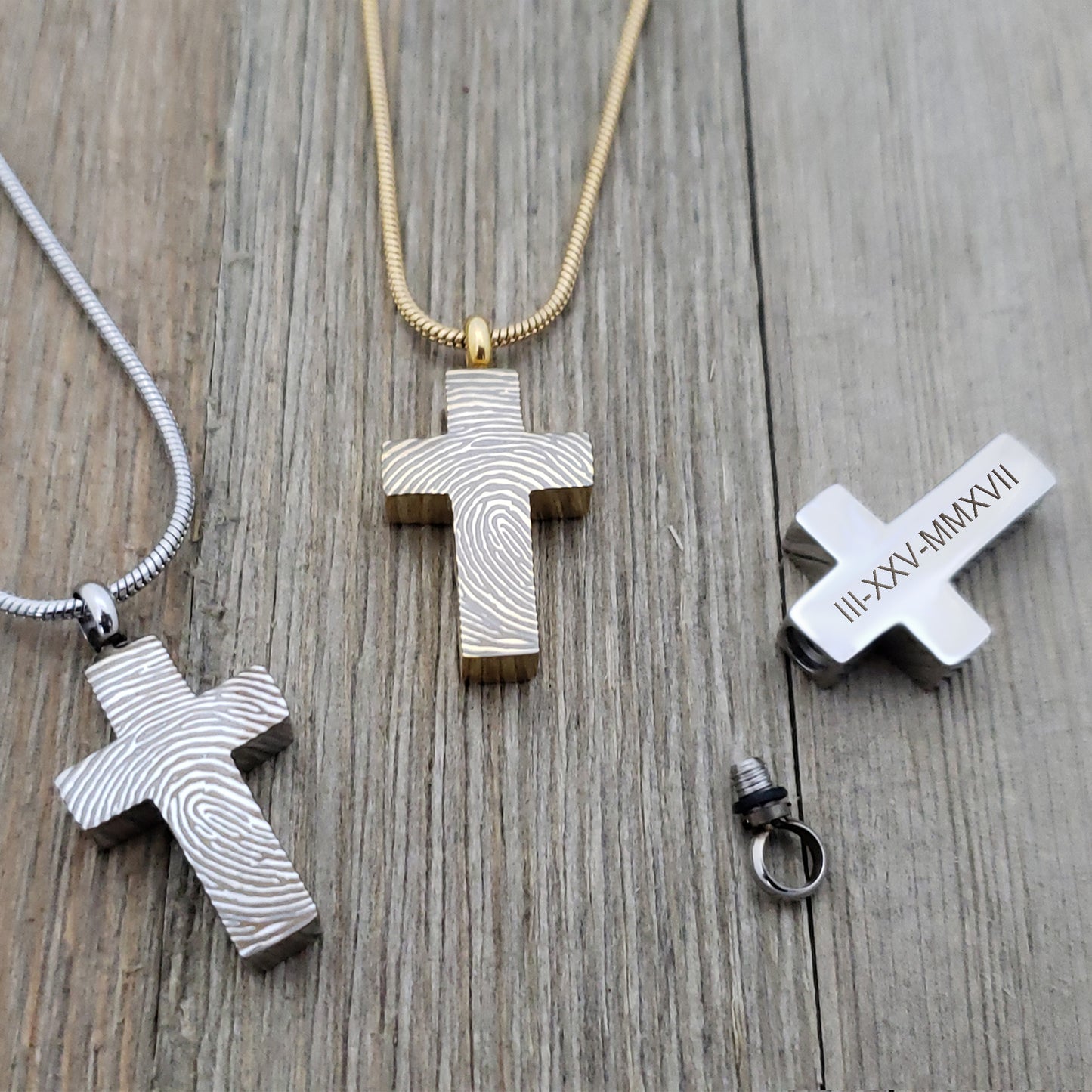 Cross Fingerprint Memorial Necklace