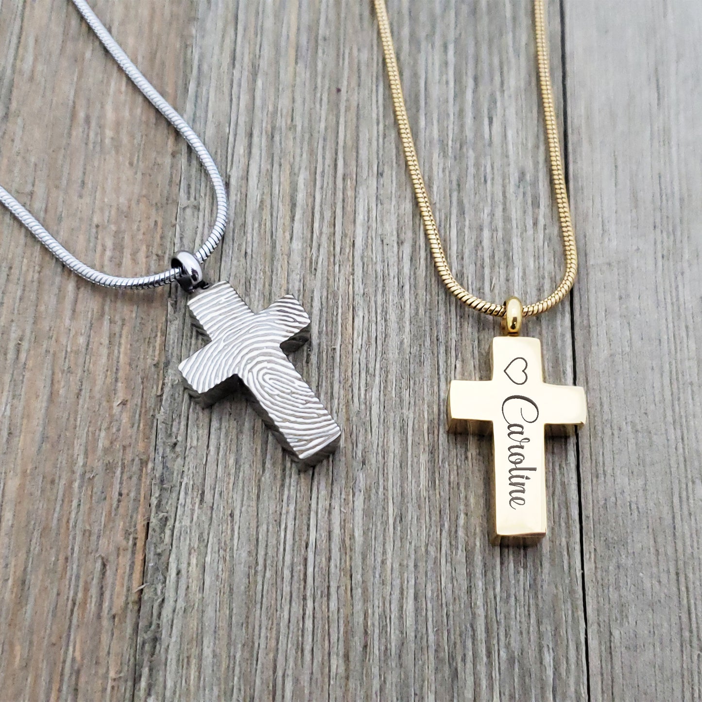 Cross Fingerprint Memorial Necklace