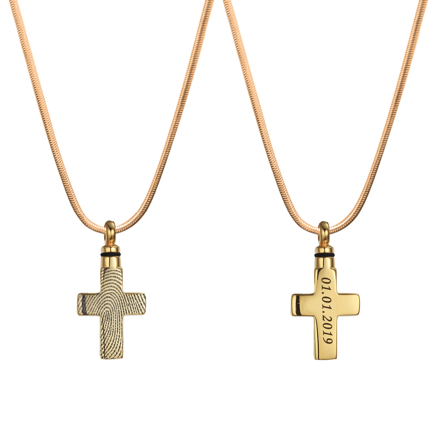 Cross Fingerprint Memorial Necklace