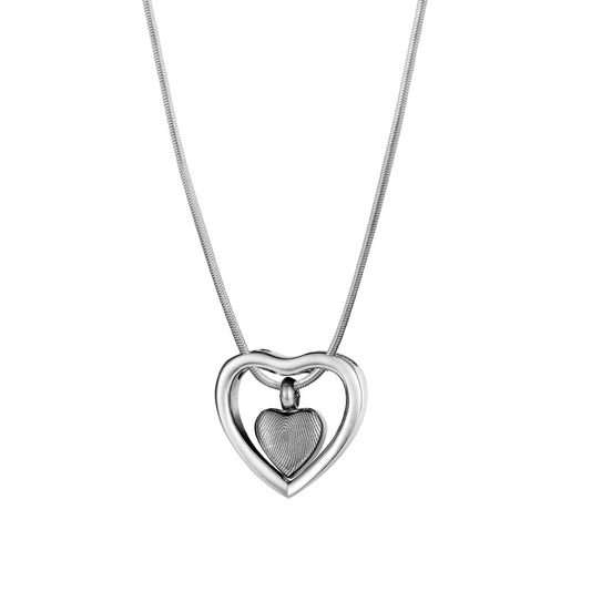 Fingerprint Drop Heart Memorial Necklace