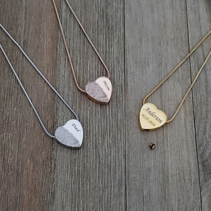 Half Heart Fingerprint Memorial Necklace