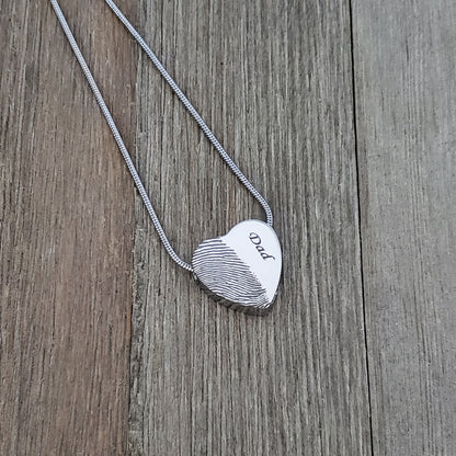 Half Heart Fingerprint Memorial Necklace