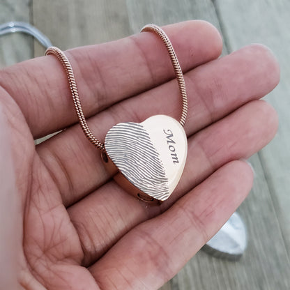 Half Heart Fingerprint Memorial Necklace