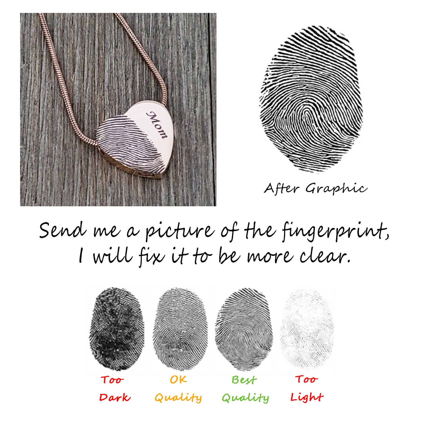 Half Heart Fingerprint Memorial Necklace