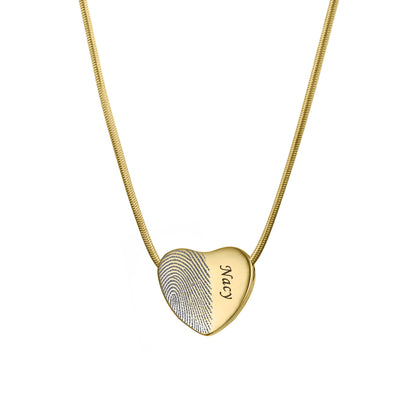 Half Heart Fingerprint Memorial Necklace