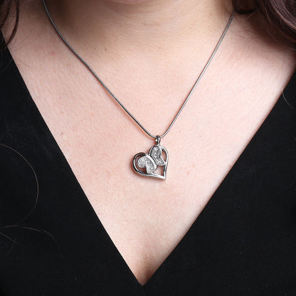 Crystal Butterfly Heart Memorial Necklace