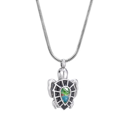 Flower Patch Turtle Memorial Necklace