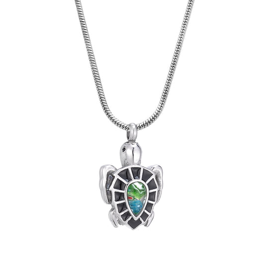 Flower Patch Turtle Memorial Necklace