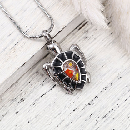 Flower Patch Turtle Memorial Necklace