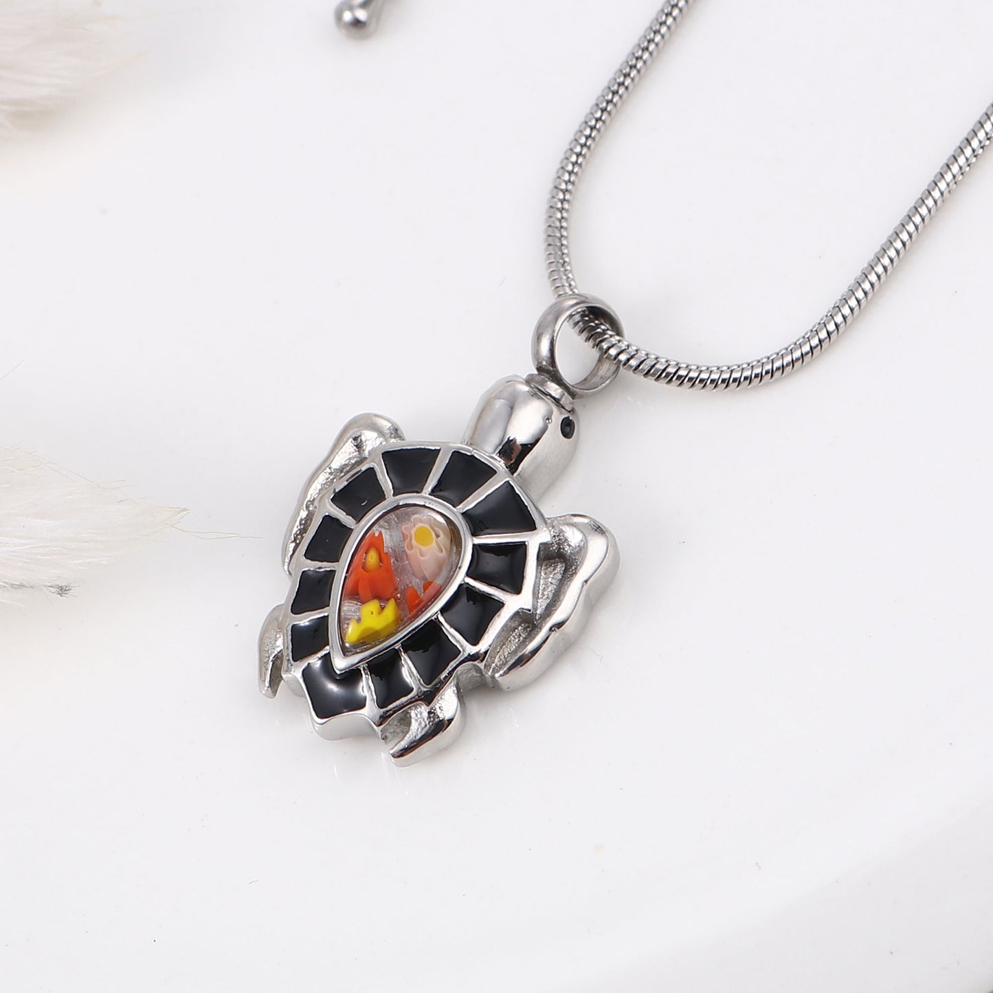 Flower Patch Turtle Memorial Necklace