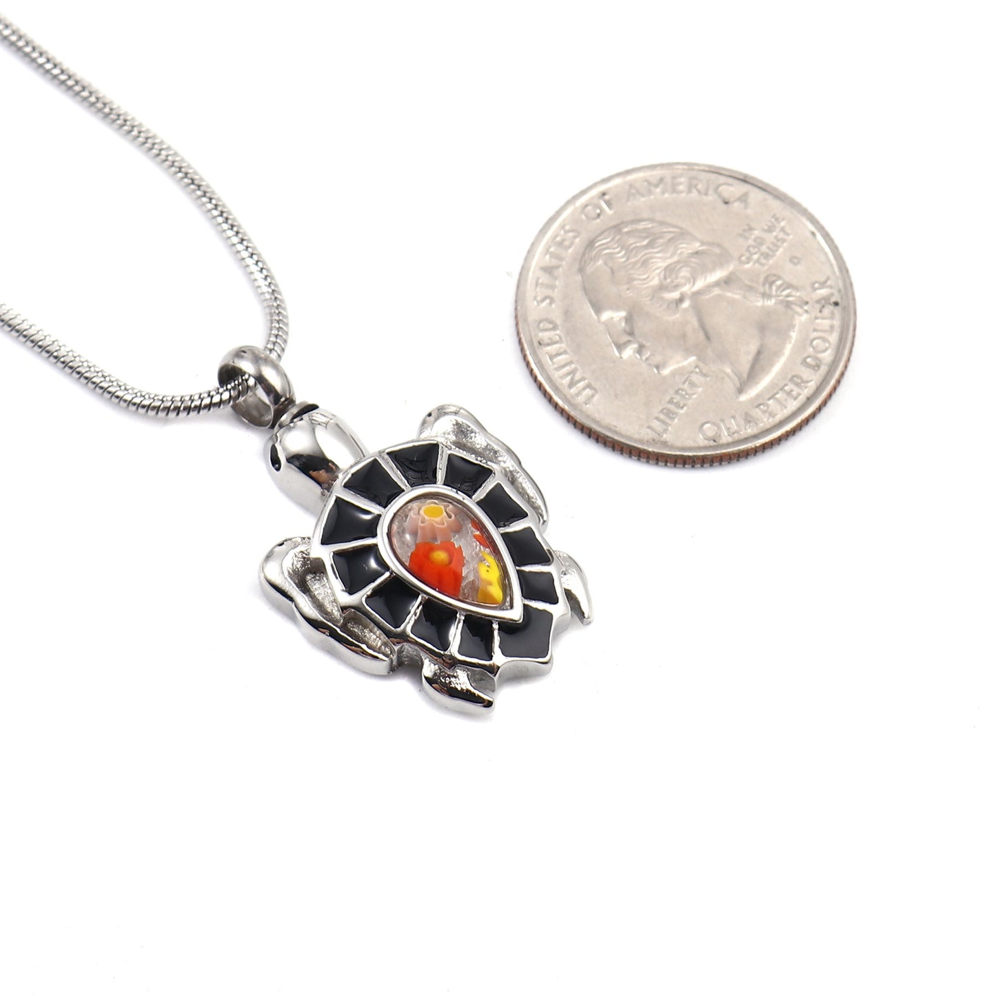 Flower Patch Turtle Memorial Necklace