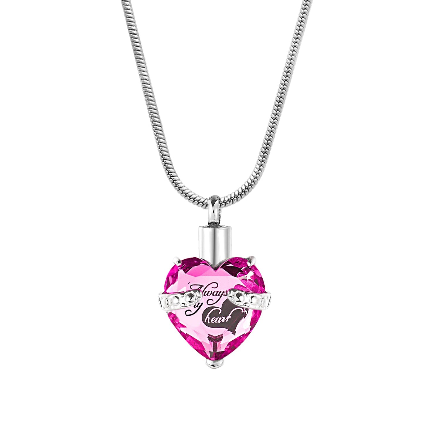 Always in my Heart Crystal Heart Memorial Necklace