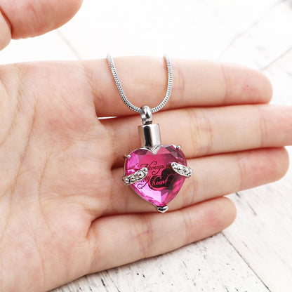 Always in my Heart Crystal Heart Memorial Necklace