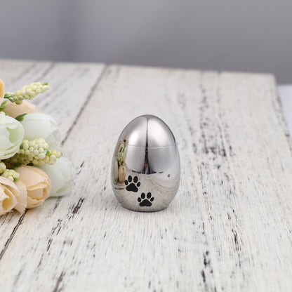 Paw Print Egg Shaped Memorial Mini Urn