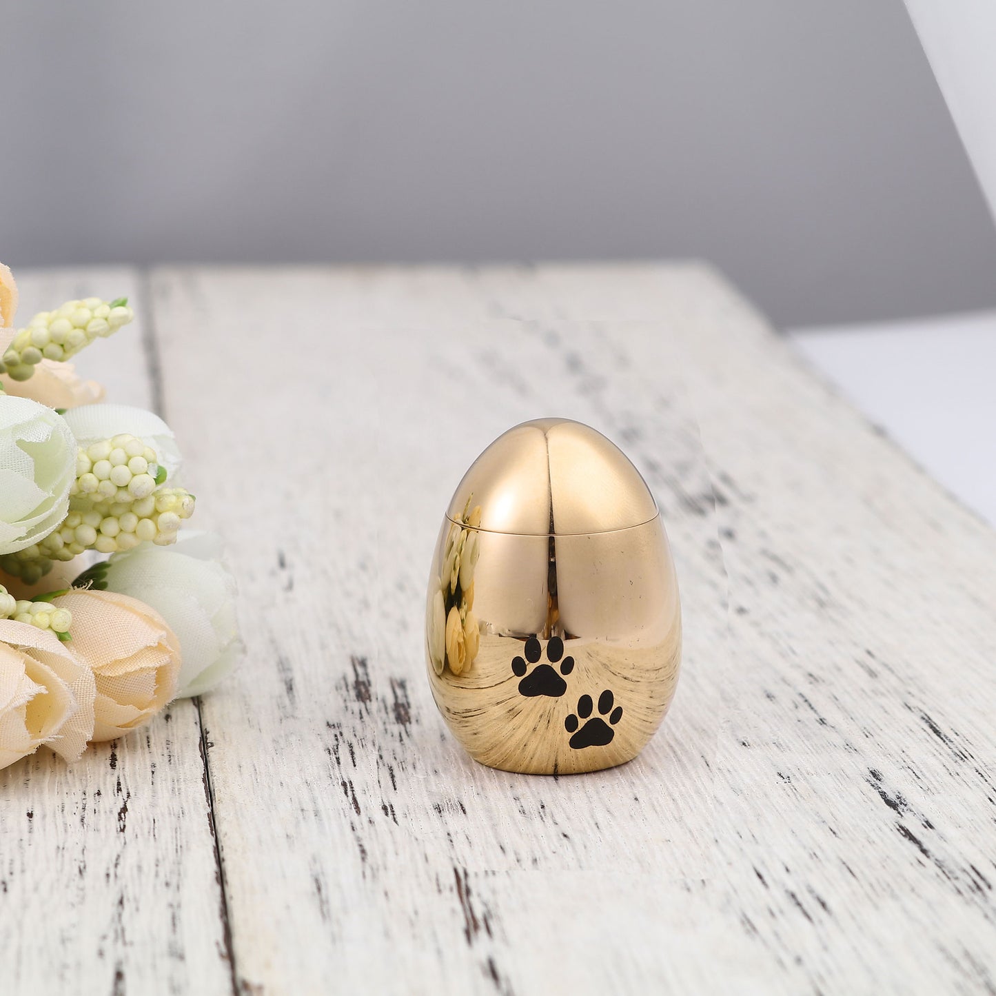 Paw Print Egg Shaped Memorial Mini Urn