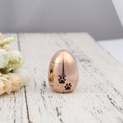 Paw Print Egg Shaped Memorial Mini Urn