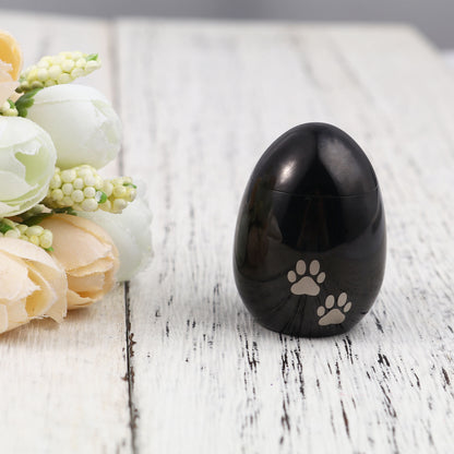 Paw Print Egg Shaped Memorial Mini Urn