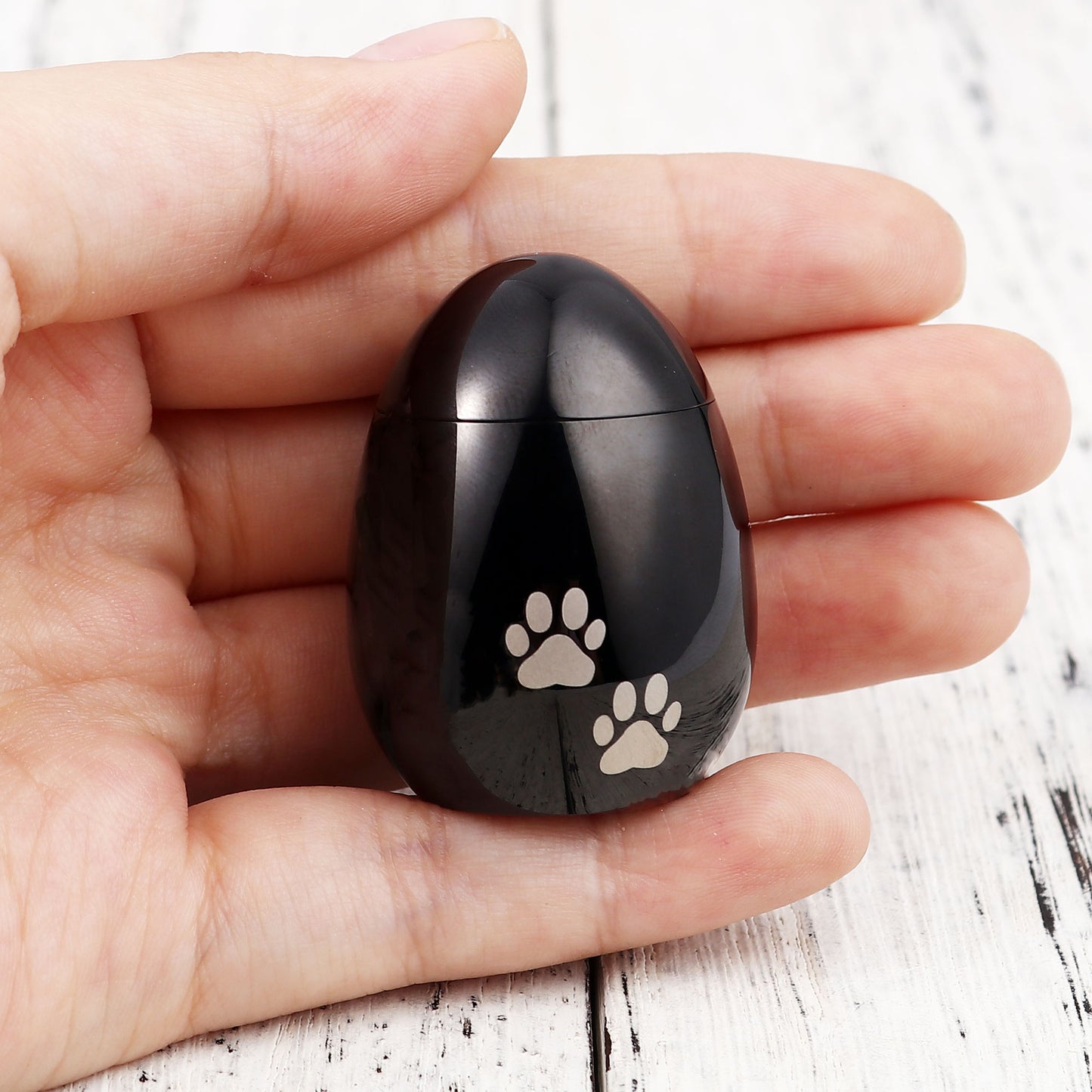 Paw Print Egg Shaped Memorial Mini Urn