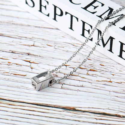 In Loving Memory Crystal Cube Memorial Necklace