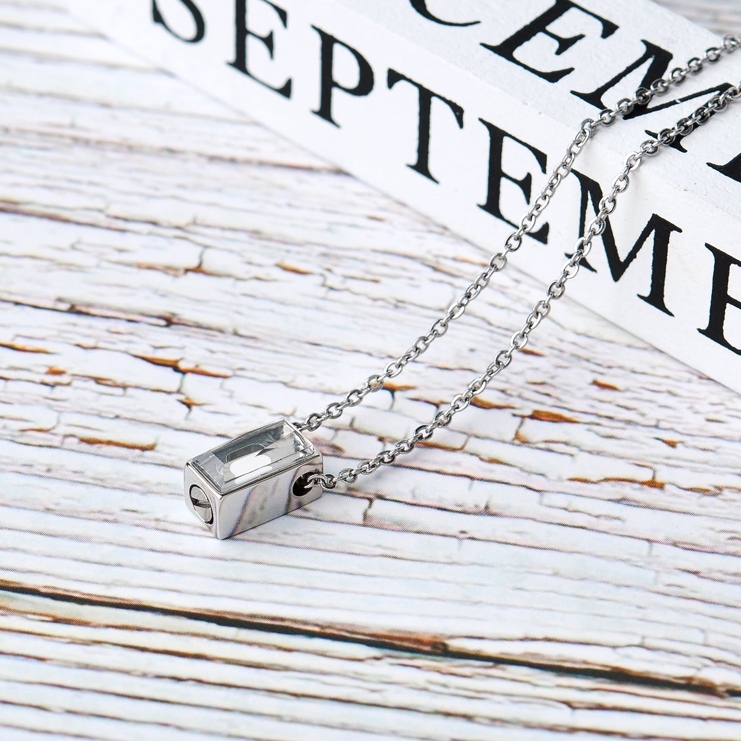 We Meet Again Crystal Cube Memorial Necklace