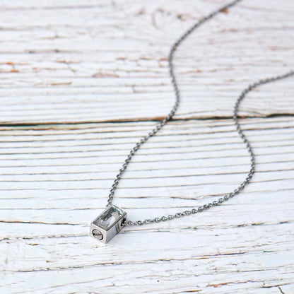 We Meet Again Crystal Cube Memorial Necklace