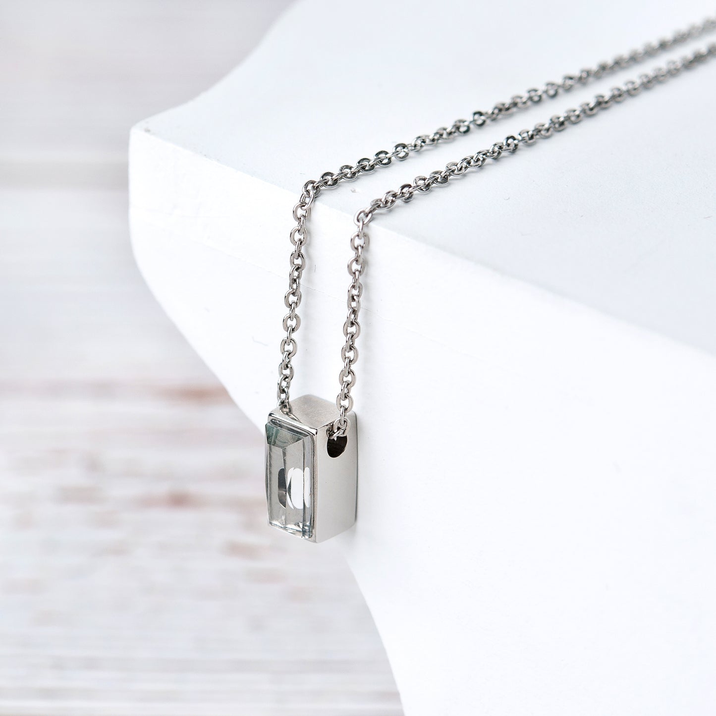 Gone, Yet Not Forgotten Crystal Cube Memorial Necklace