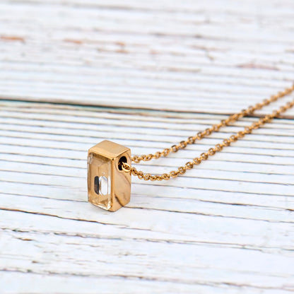 Gone, Yet Not Forgotten Crystal Cube Memorial Necklace