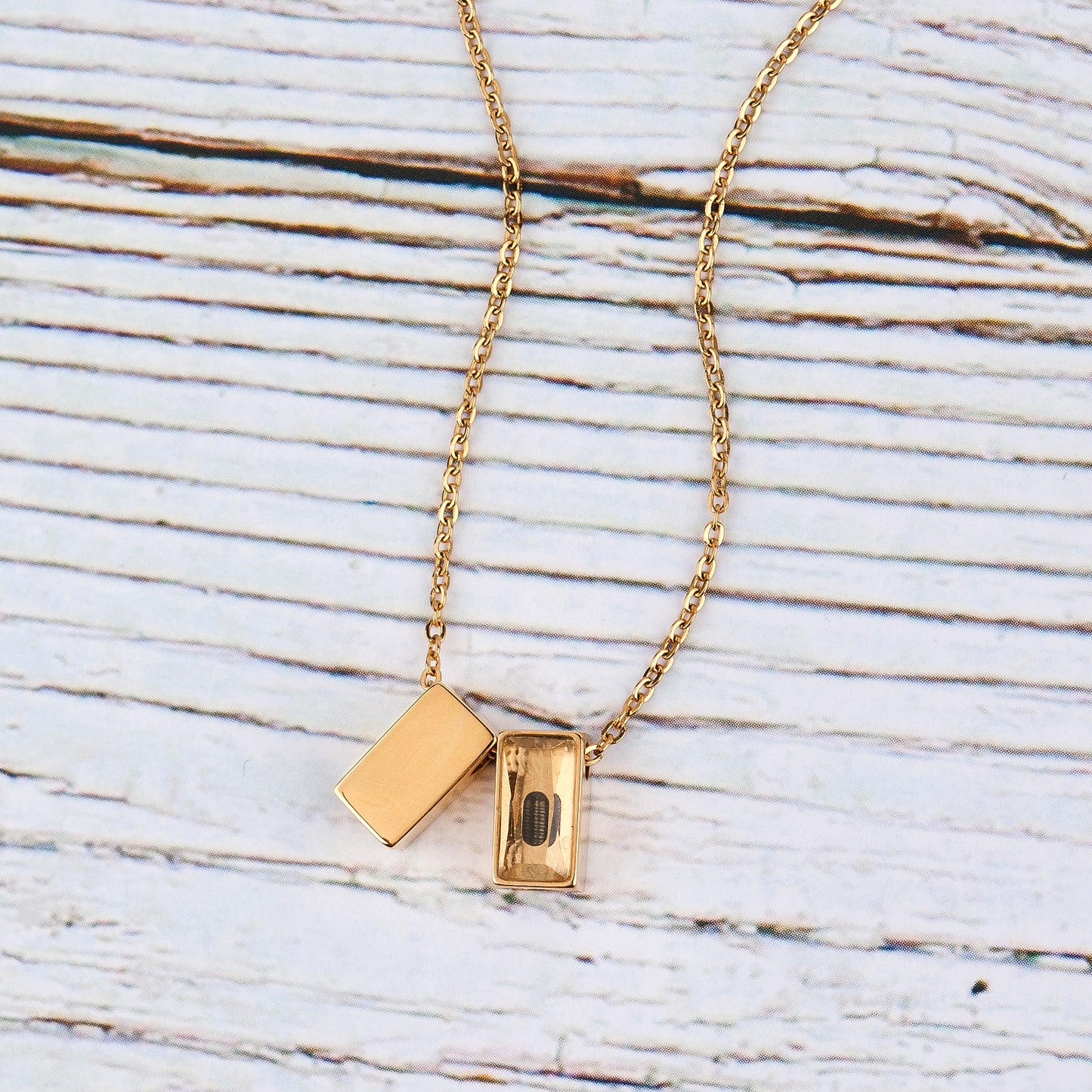 Gold 2pc See You Cubes Memorial Necklace