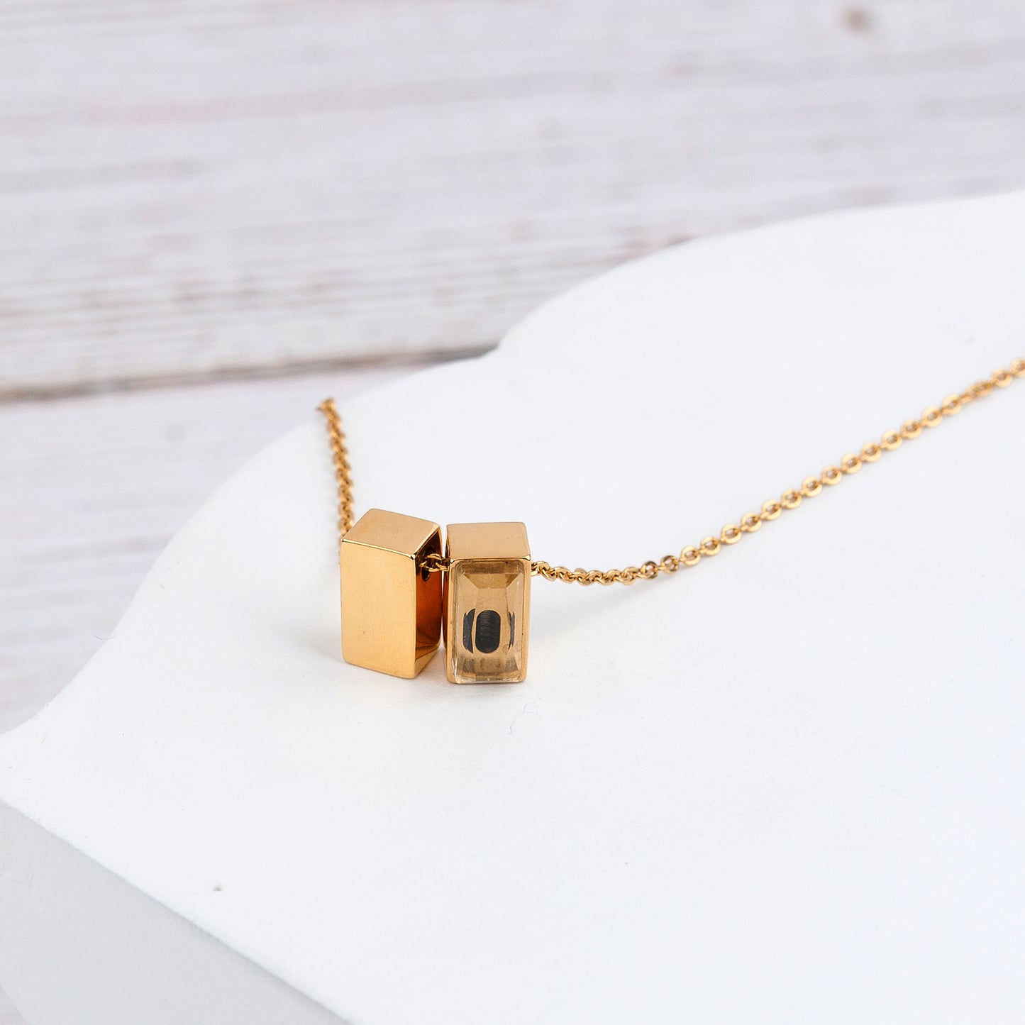 Gold 2pc See You Cubes Memorial Necklace