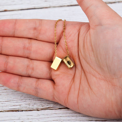 Gold 2pc See You Cubes Memorial Necklace