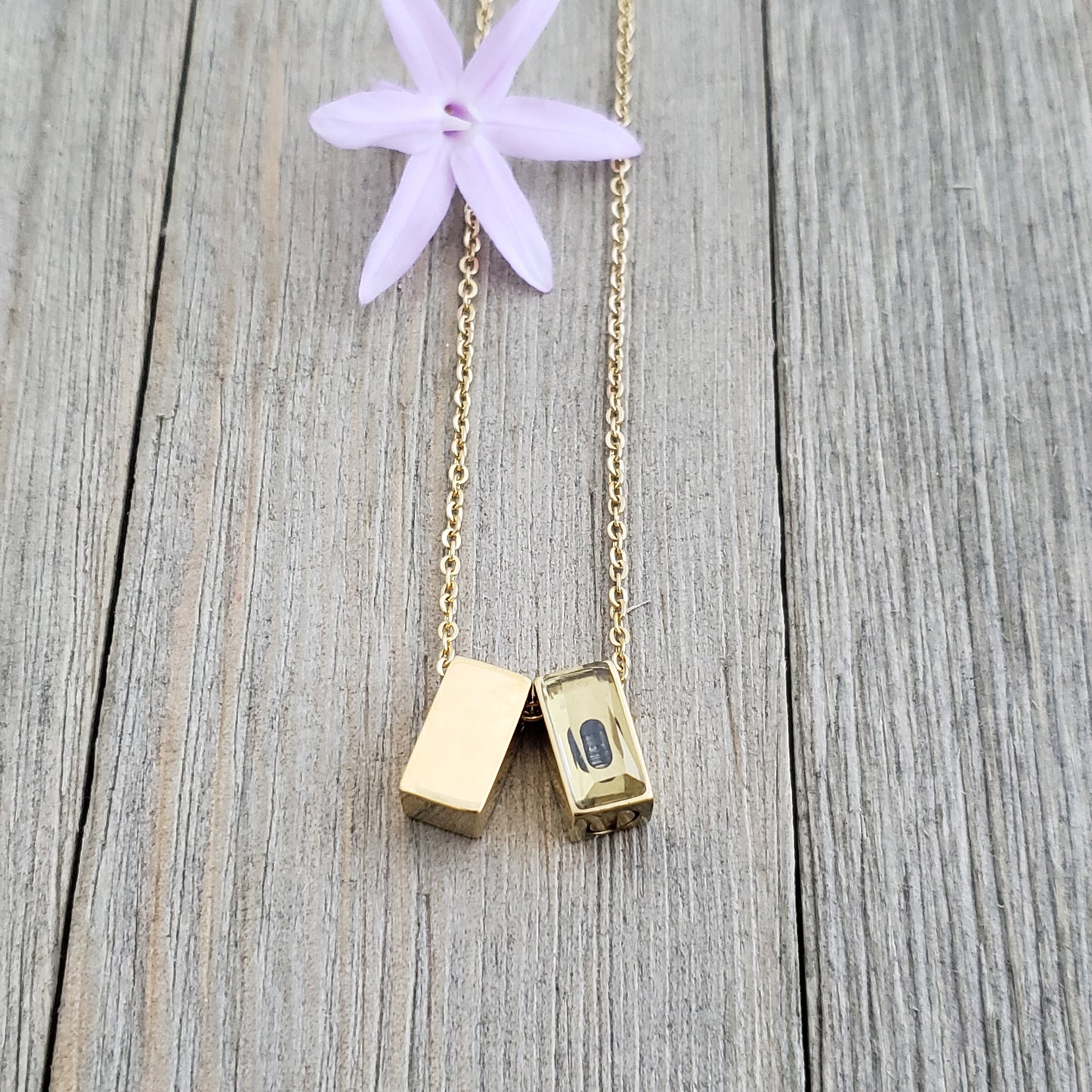 Gold 2pc See You Cubes Memorial Necklace