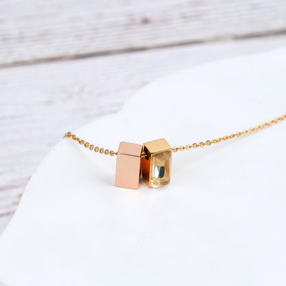 Gold 2pc See You Cubes Memorial Necklace