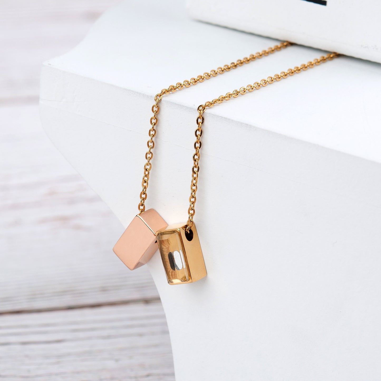 Gold 2pc See You Cubes Memorial Necklace