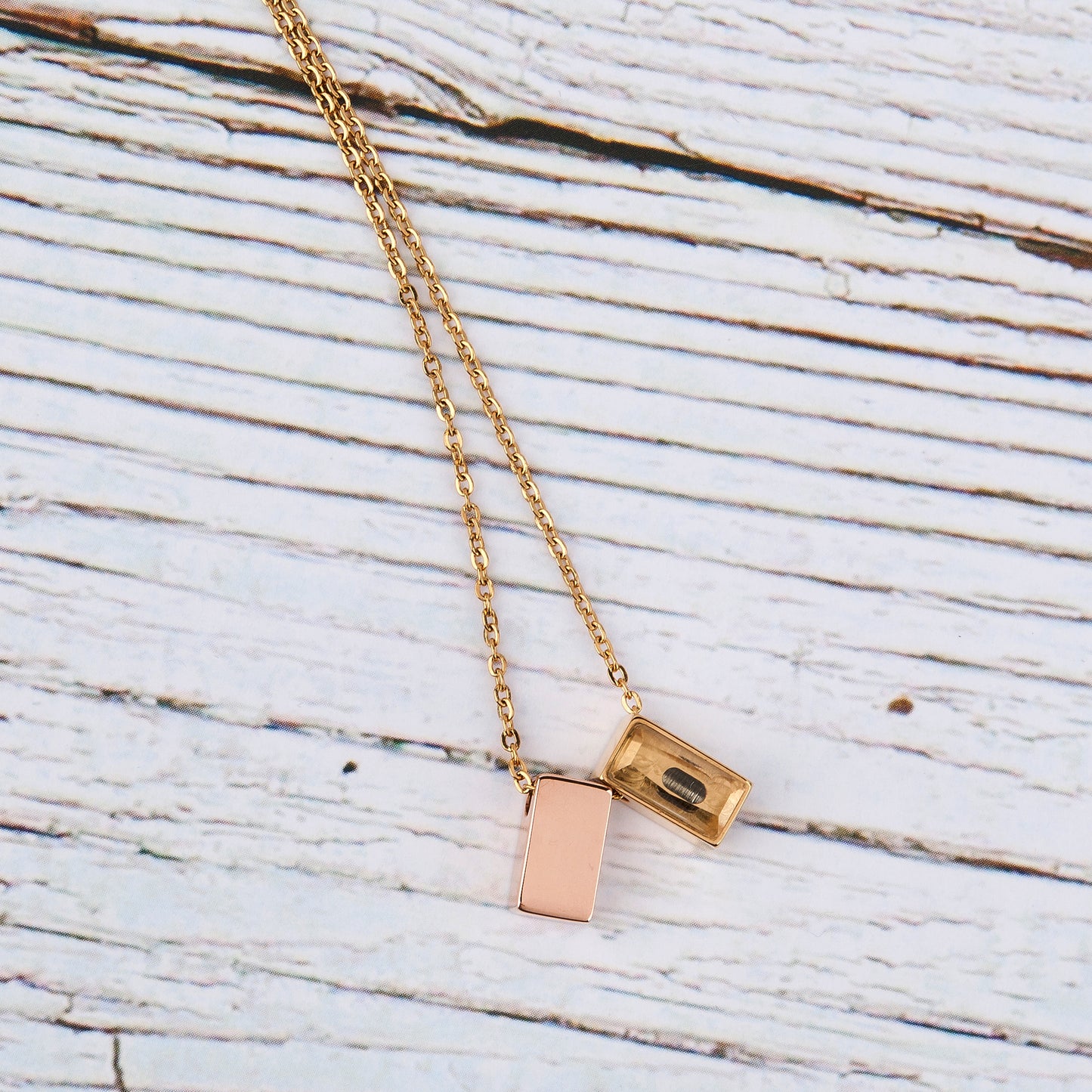 Gold 2pc See You Cubes Memorial Necklace