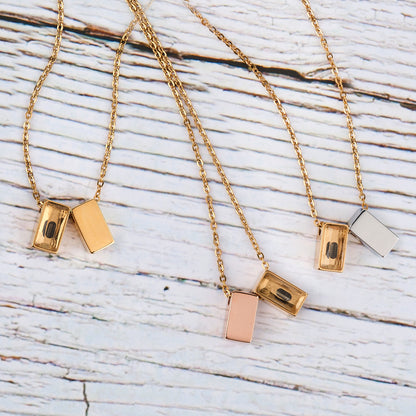 Gold 2pc See You Cubes Memorial Necklace