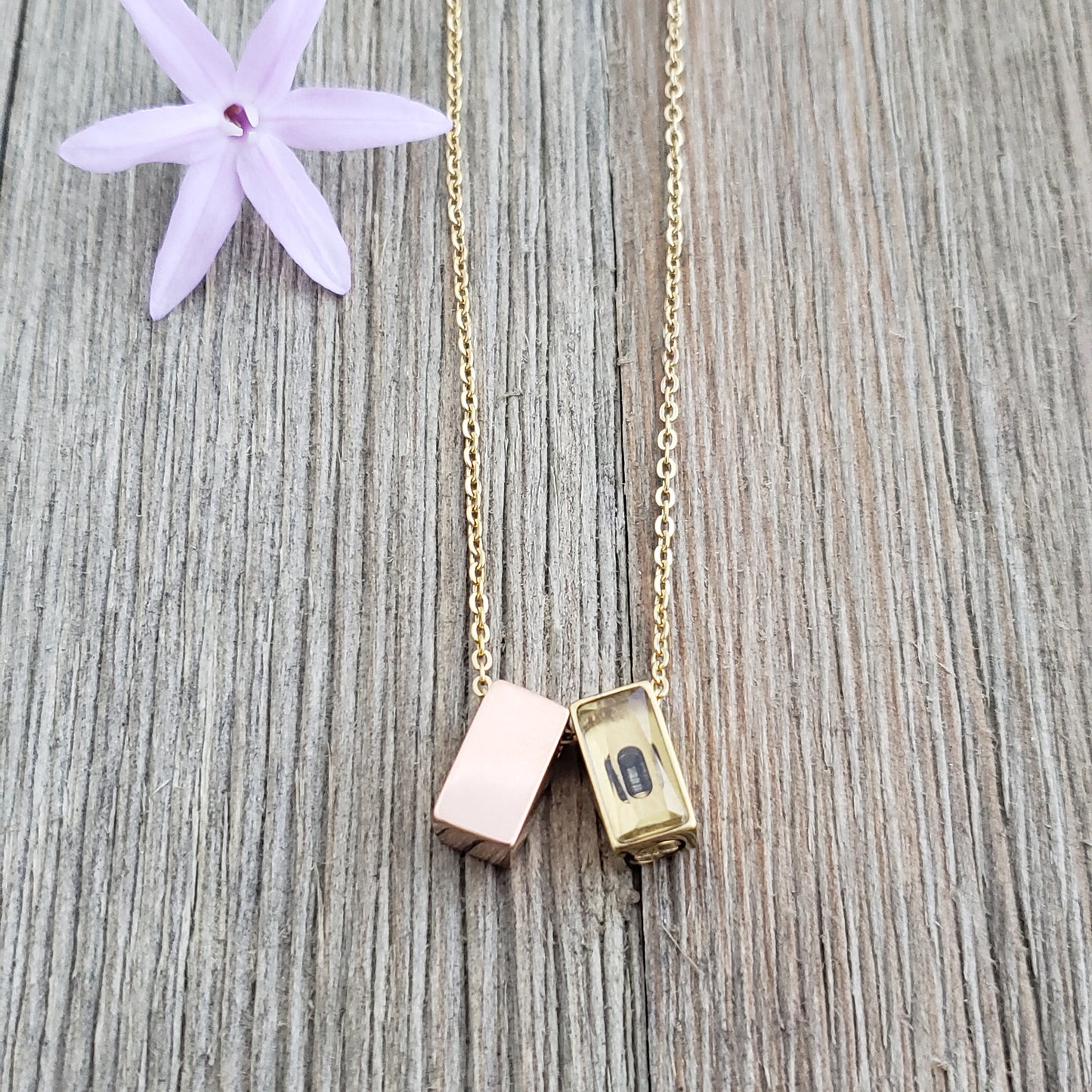 Gold 2pc See You Cubes Memorial Necklace