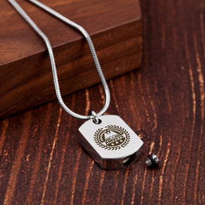 Service Memorial Ashes Holder Dog Tag Necklace